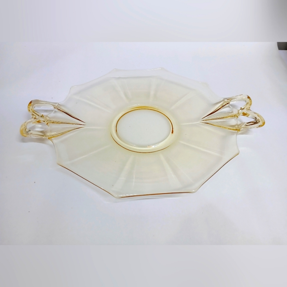 Vintage Yellow Depression Glass Serving Tray